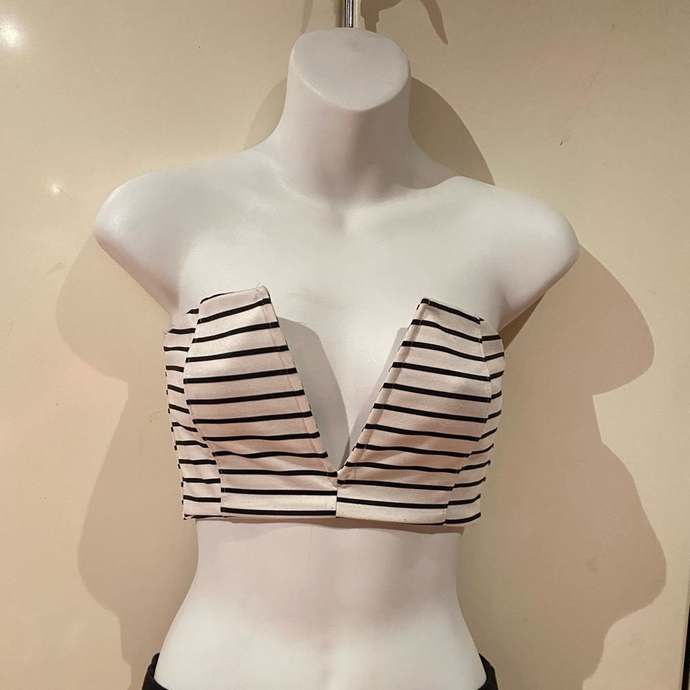 GOJANE V Mine striped bandeau top.